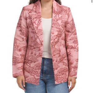 Las Surenas Women’s Linen Blend Safari Blazer In Landscape Rose | US XL |  NWT